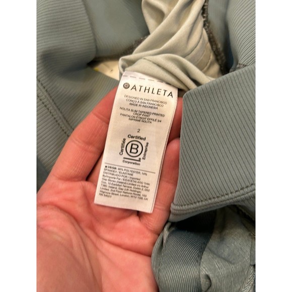 Athleta nolita slim tapered printed cropped pants size 2 seafoam green - Picture 9 of 13